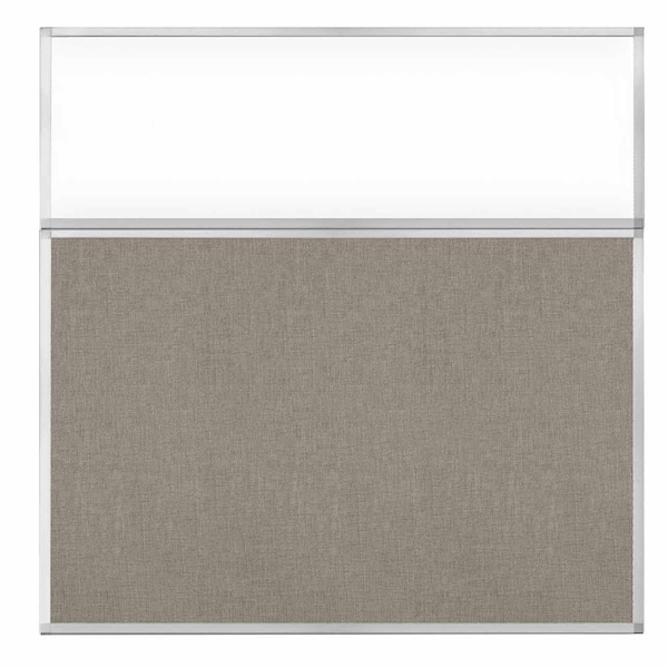 Hush Panel Configurable Cubicle Partition 6' x 6' W/ Window Warm Pebble Fabric Clear Window